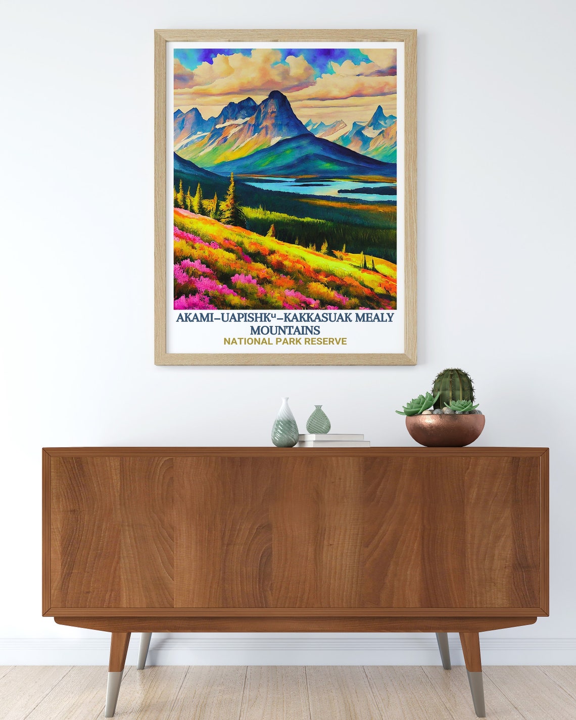 Mealy Mountains Wildflower Meadows by a Blue Lake Art Poster - Image 2