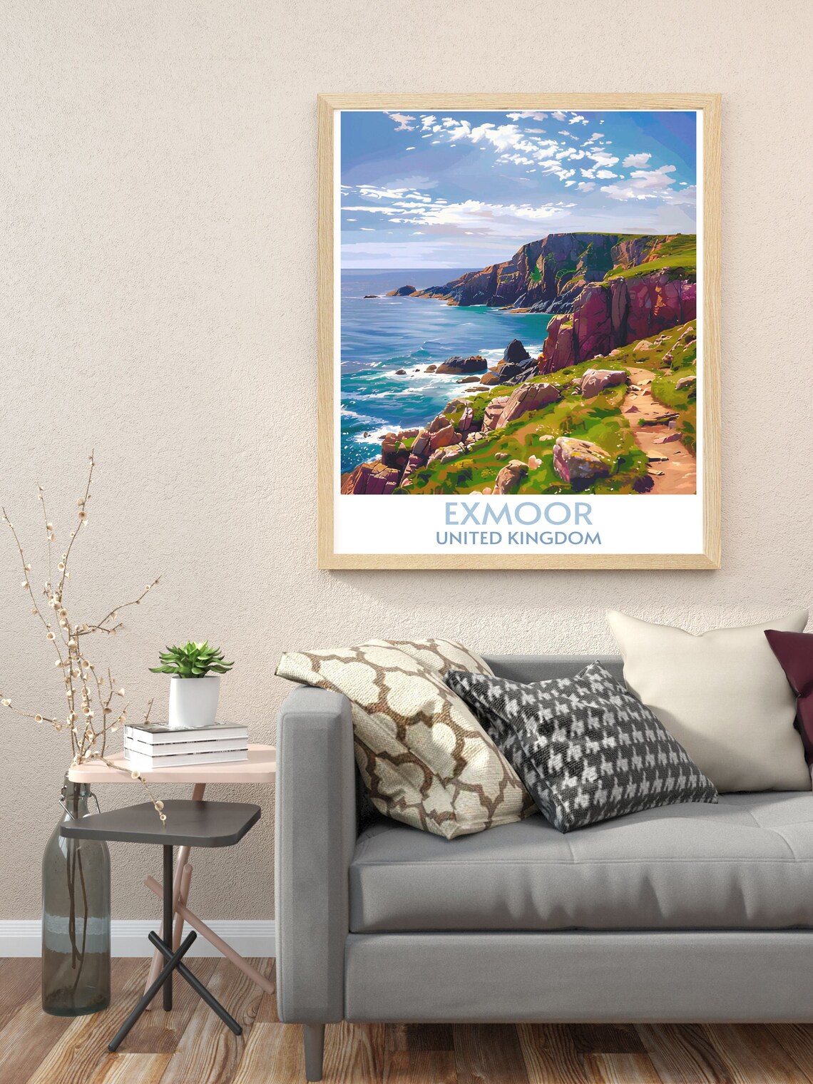 Exmoor Coastal Cliffs Scenic Sea Path United Kingdom Travel Poster - Image 2