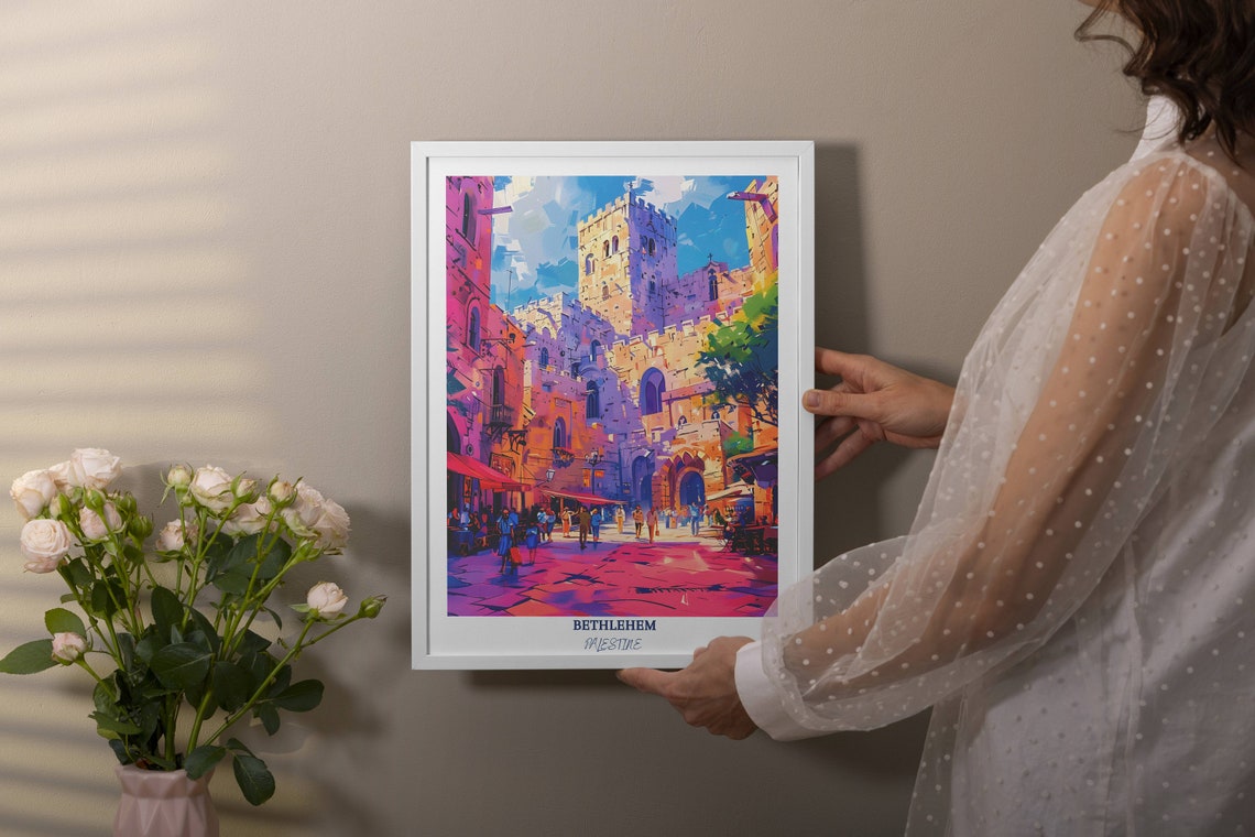 Palestine Wall Art Bethlehem Church Of The Nativity Palestine Travel Gift Vintage Travel Poster Printable City Poster - Image 4