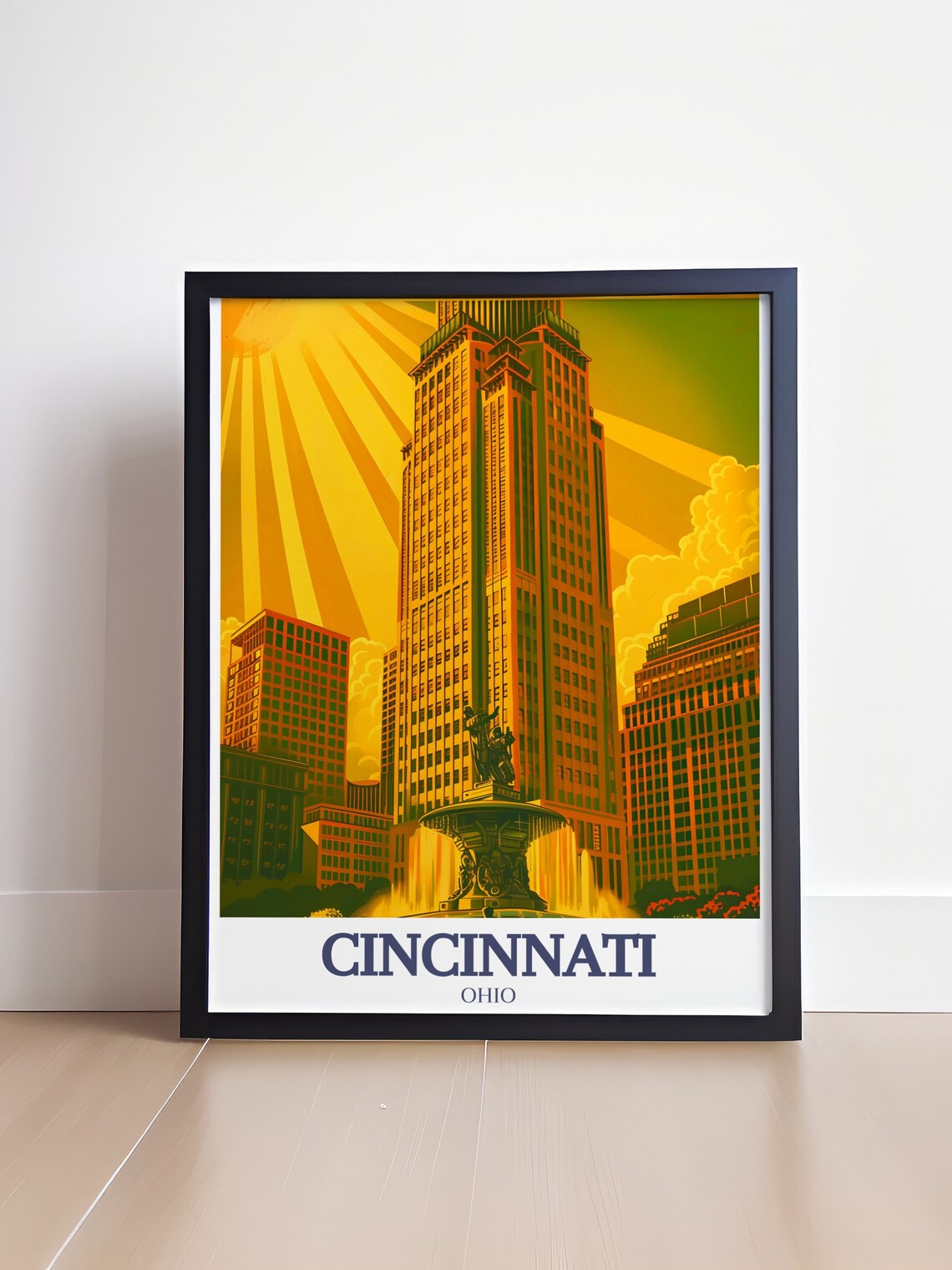 Cincinnati Carew Tower Fountain Square Golden Sunset Ohio Poster - Image 4