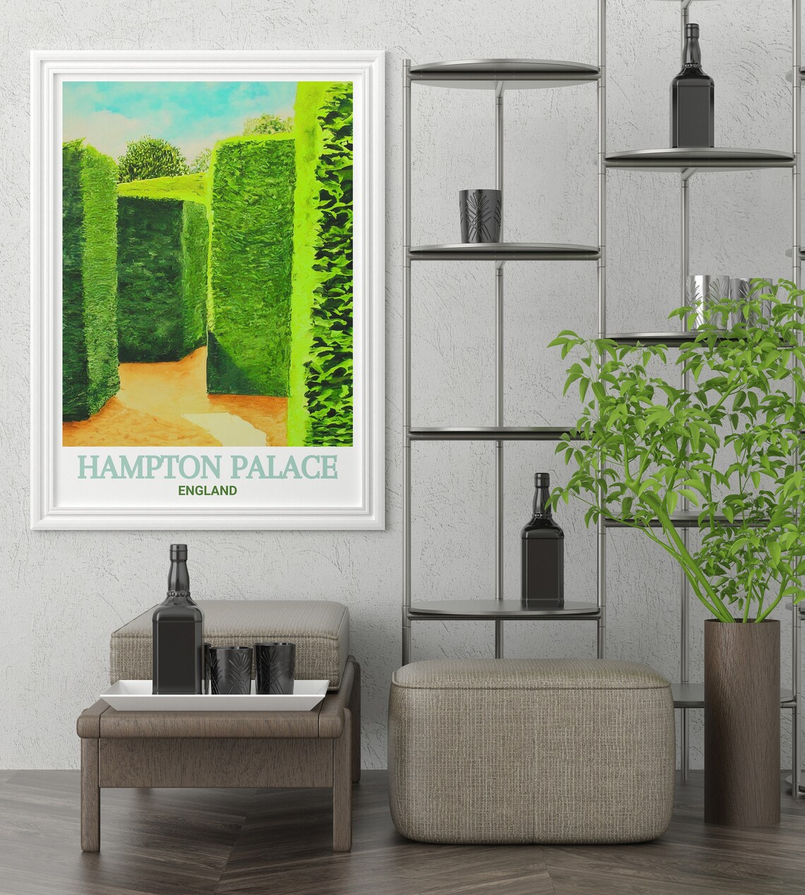 Hampton Palace England Hedge Maze Gardens Historic Travel Poster - Image 2