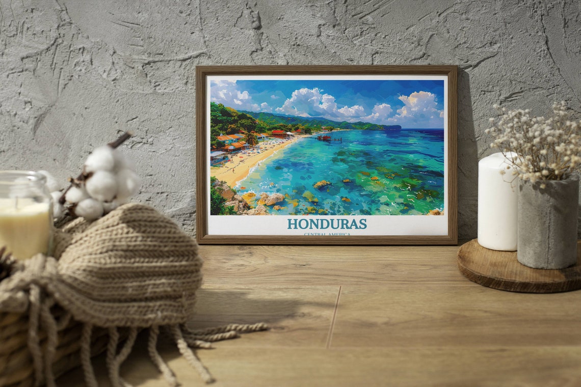 Roatan West Bay Honduras Art Hondura Travel Print Hondura Travel Poster Central America Art Hondura Art Print Honduras Painting - Image 4