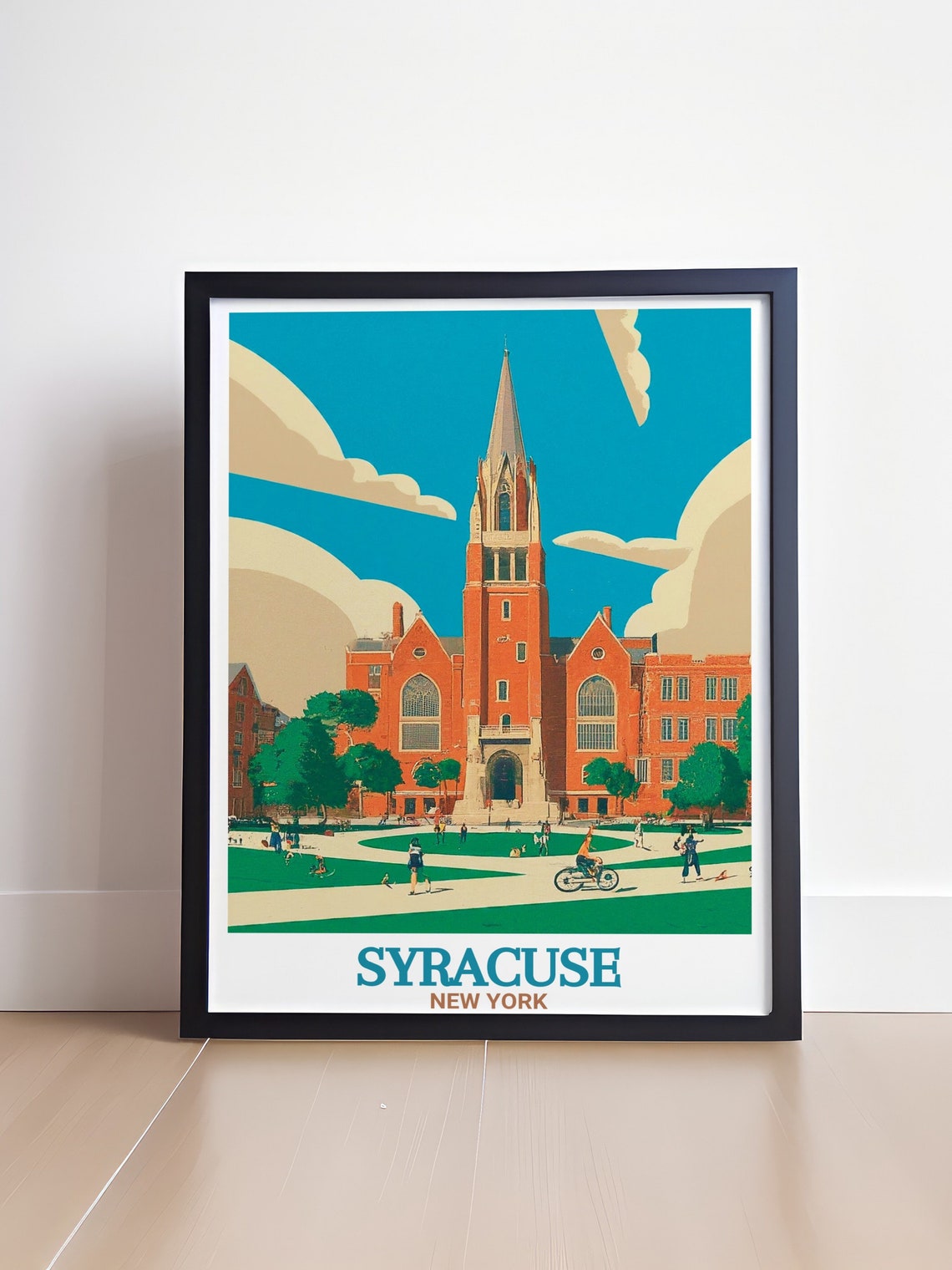 Syracuse New York Historic University Tower Campus Scene Poster - Image 4