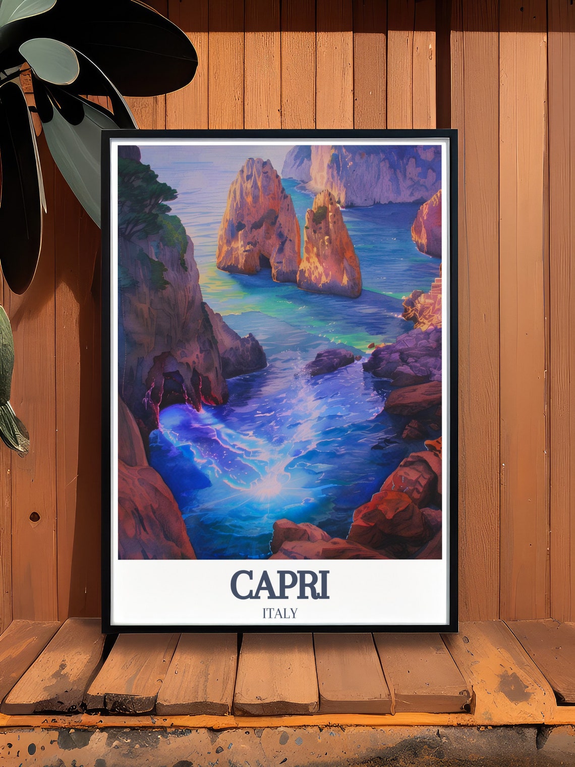 Capri Italy Faraglioni Rocks Dusk Turquoise Sea Travel Poster - Image 3
