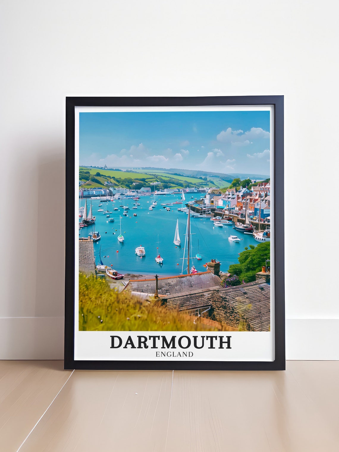Dartmouth England River Dart Harbor Sailboats Scenic View Poster - Image 4