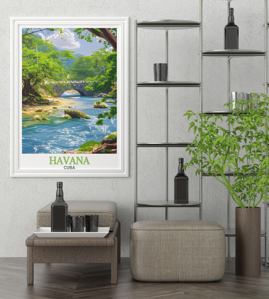 Havana Cuba Almendares River Historic Stone Bridge Art Classic Poster - Image 3