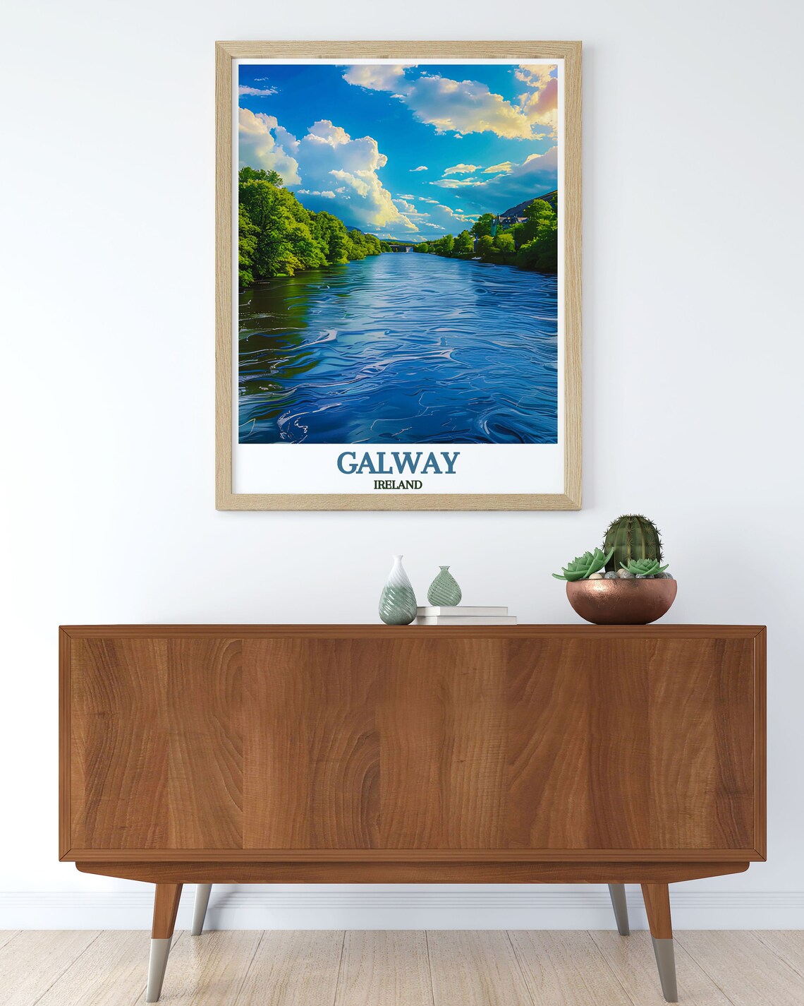 Galway Ireland River Corrib Lush Banks Under Bright Sky Poster - Image 3