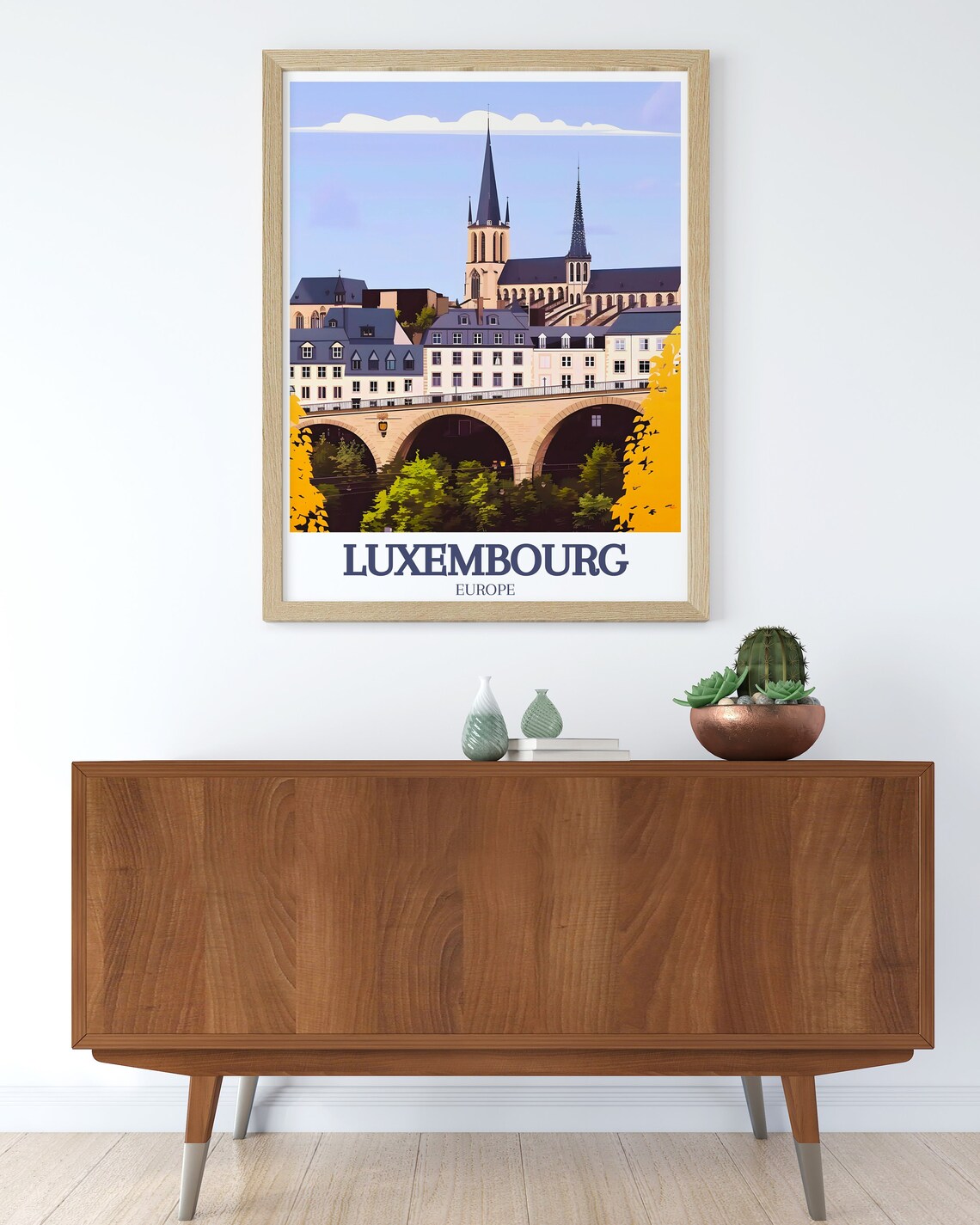 Luxembourg Europe Grand Ducal Palace Adolphe Bridge Travel Poster - Image 3