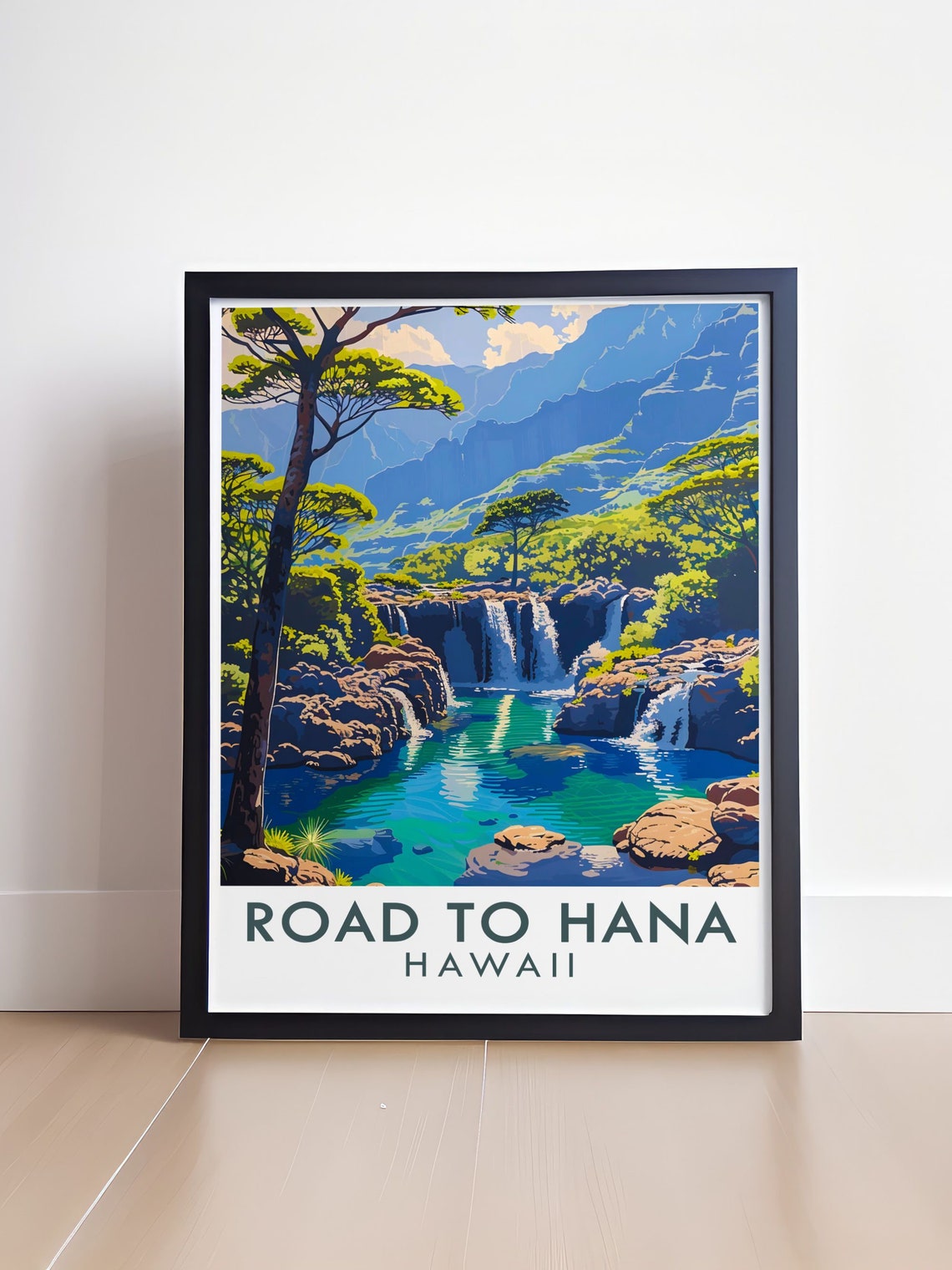 Road To Hana Travel Print Road To Hana And Sacred Pools Poster Road To Hana And Sacred Pools Wall Decor Sacred Pools Art - Image 4