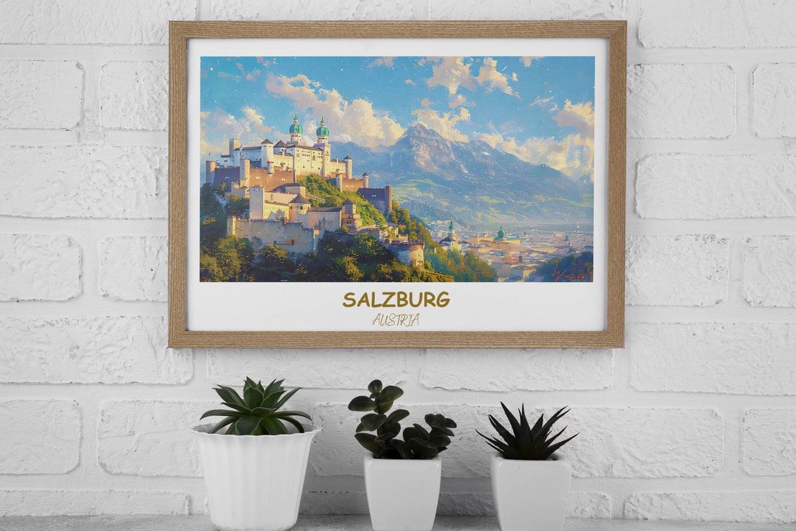 Salzburg Print Salzburg Home Dcor Hohensalzburg Castle Cityscape Art Print Salzburg Wall Art For Travel Enthusiast Salzburg Austria Poster - Image 2