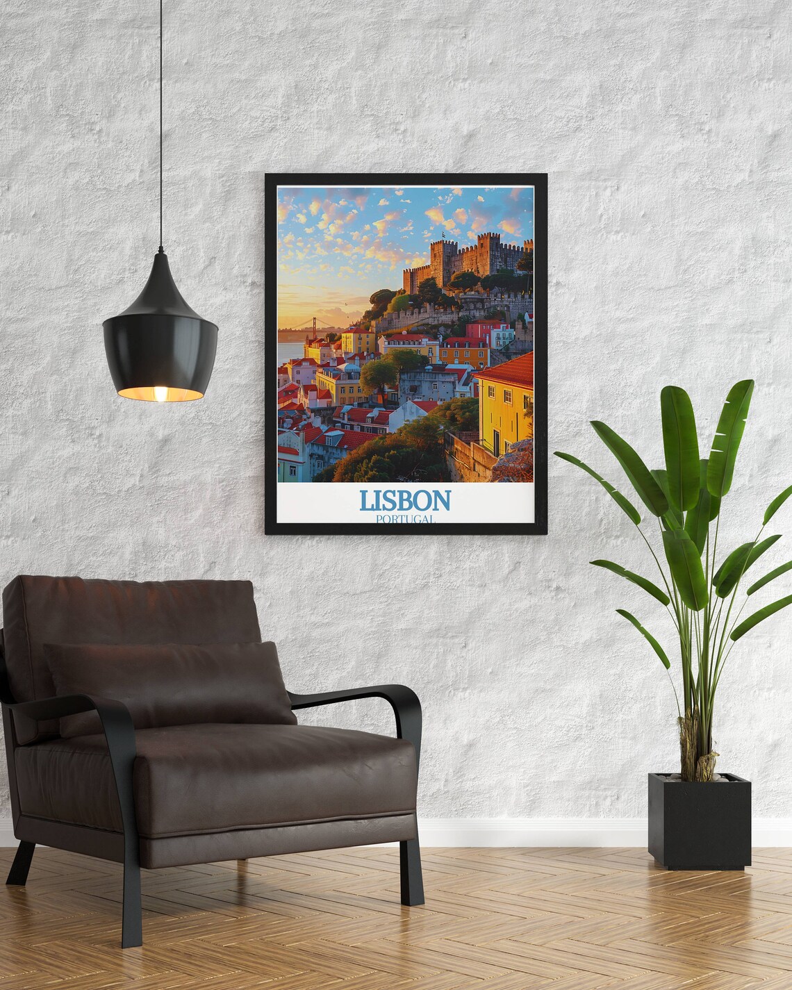 Lisbon Sao Jorge Castle Sunset Alfama Rooftops Portugal Poster - Image 2