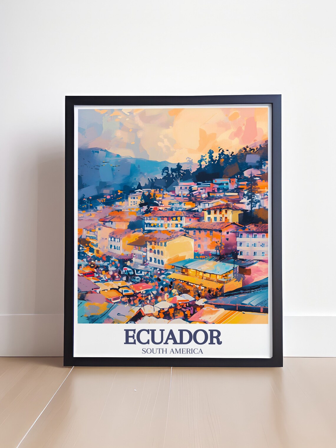 Ecuador Otavalo Market Colorful Colonial Town Street Painting Poster - Image 4