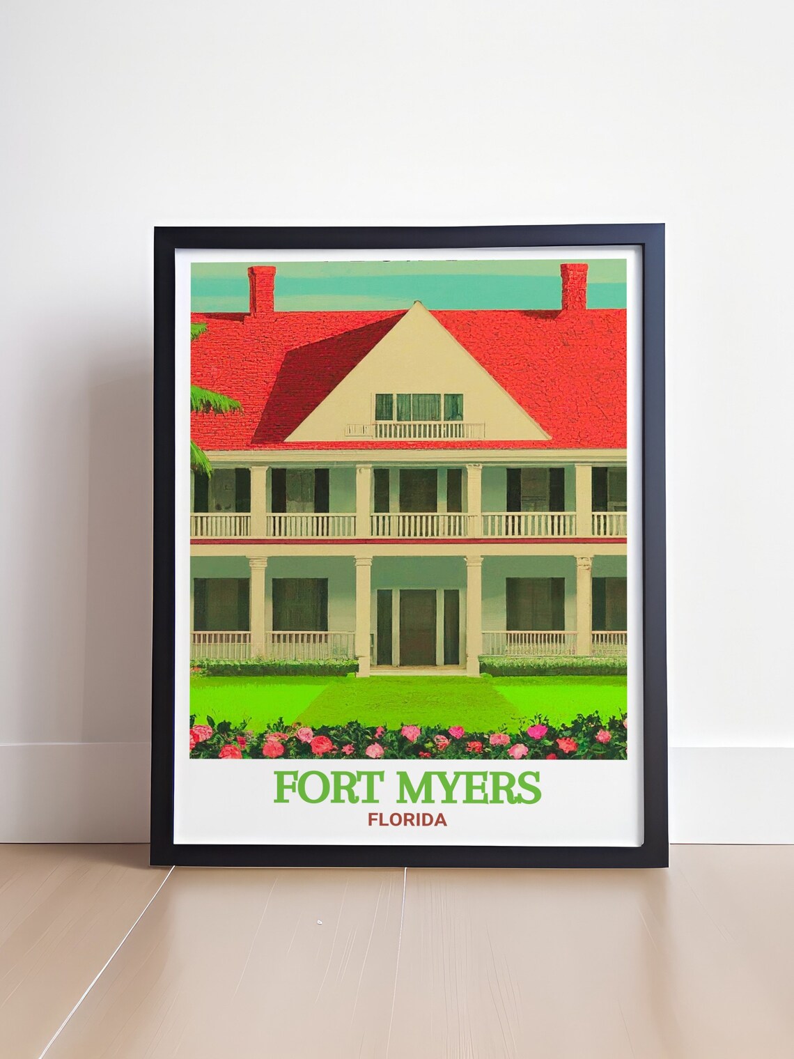 Fort Myers Florida Heritage Estate Red Roof Mansion Travel Poster - Image 4