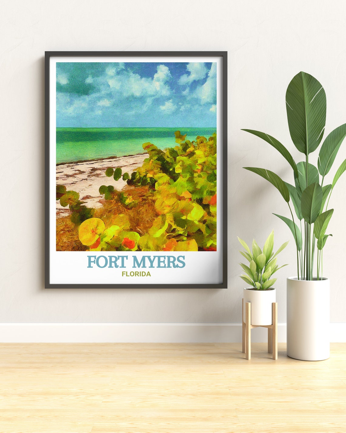 Fort Myers Lovers Key Beach Sea Grapes Florida Coast Travel Poster - Image 2