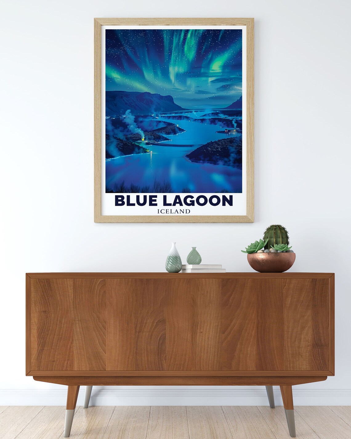 Blue Lagoon Northern Lights Over Steaming Waters Iceland Poster - Image 2