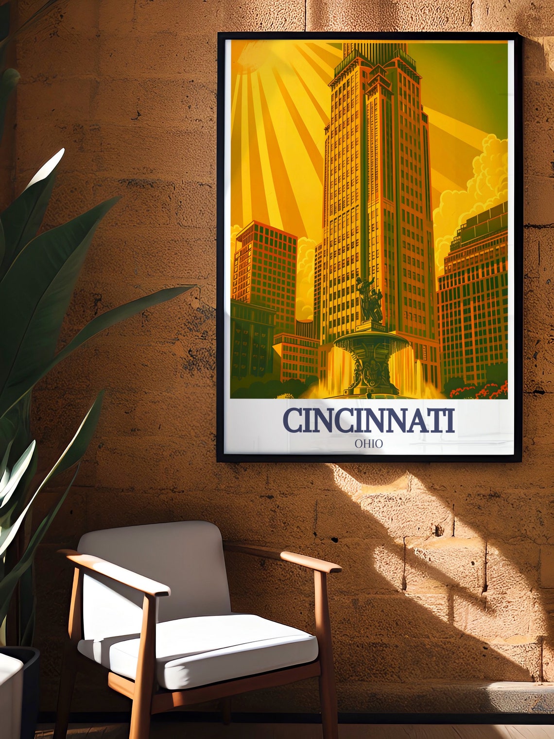 Cincinnati Carew Tower Fountain Square Golden Sunset Ohio Poster - Image 2