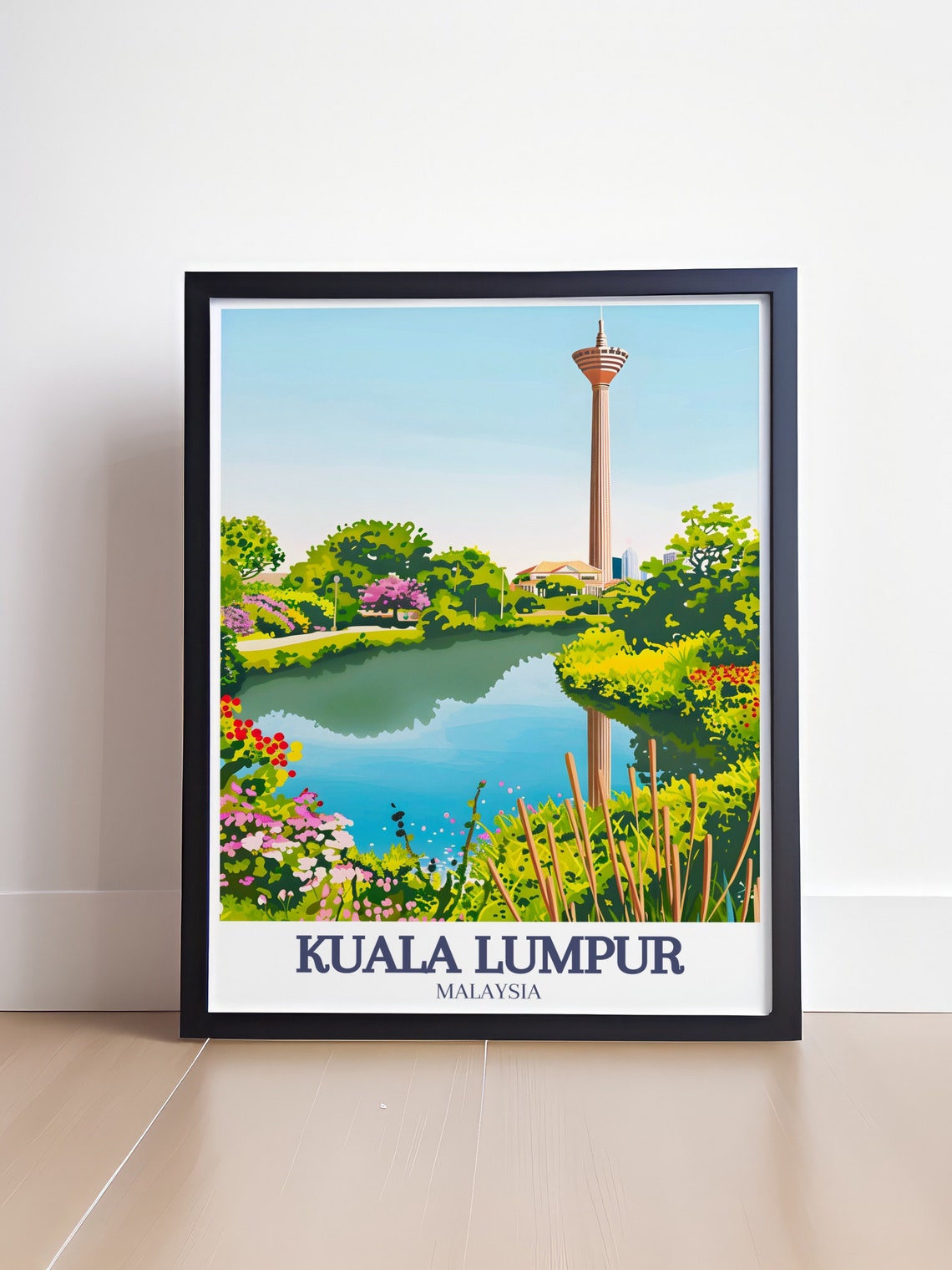 Kuala Lumpur KLCC Park Lake and KL Tower Malaysia Travel Poster - Image 4