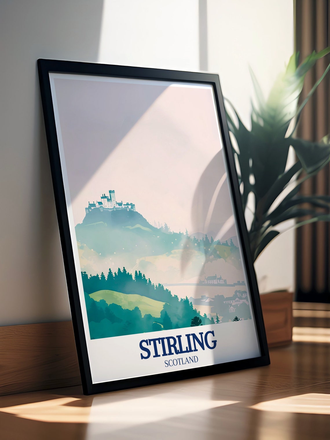 Stirling Castle Misty Scottish Hilltop Soft Pastel Travel Poster - Image 2