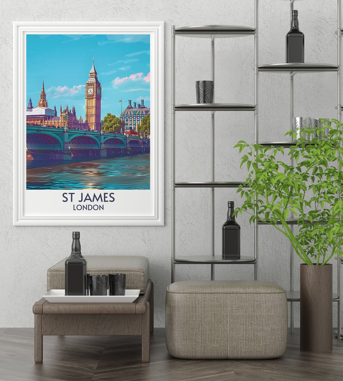London Big Ben Westminster Bridge Thames River Travel Poster - Image 4