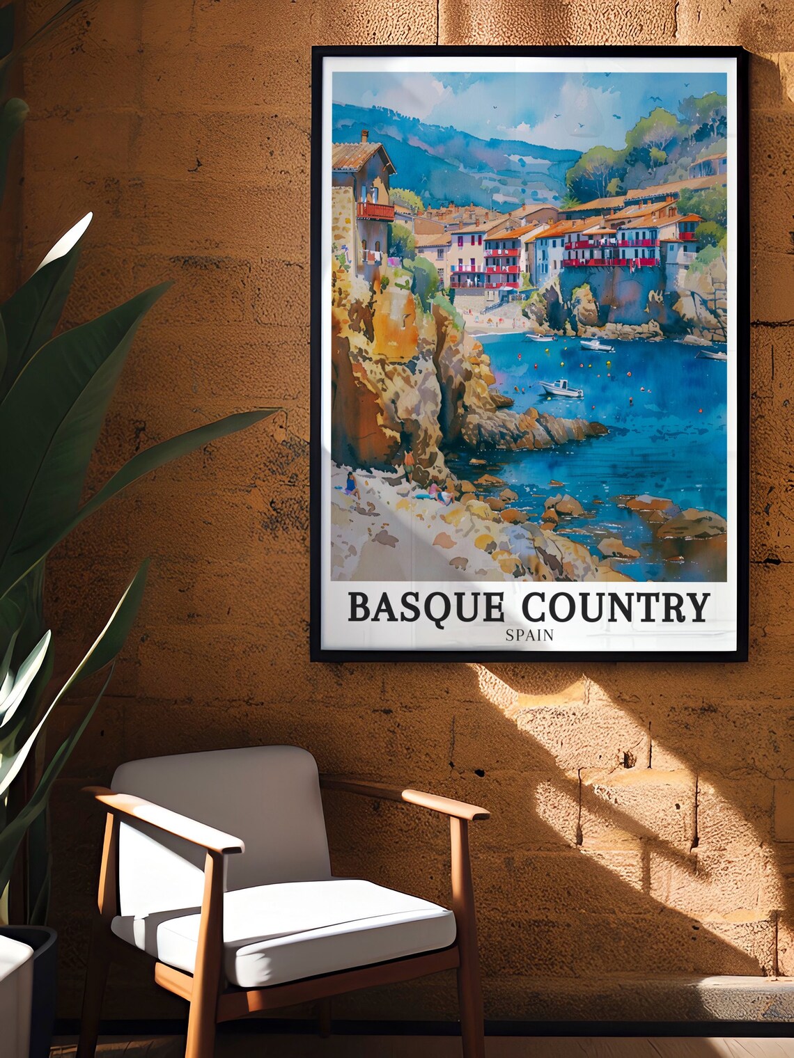 Basque Country Getaria Cliffs Fishing Village Coastal Poster - Image 2