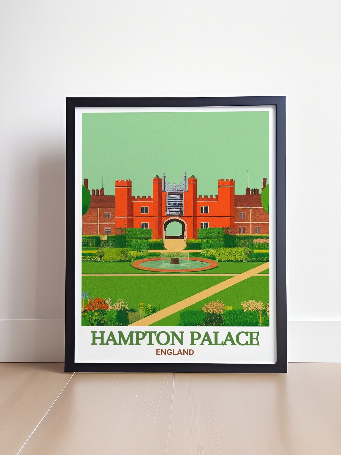 Hampton Palace England Palace Gardens Fountain Vintage Travel Poster - Image 4