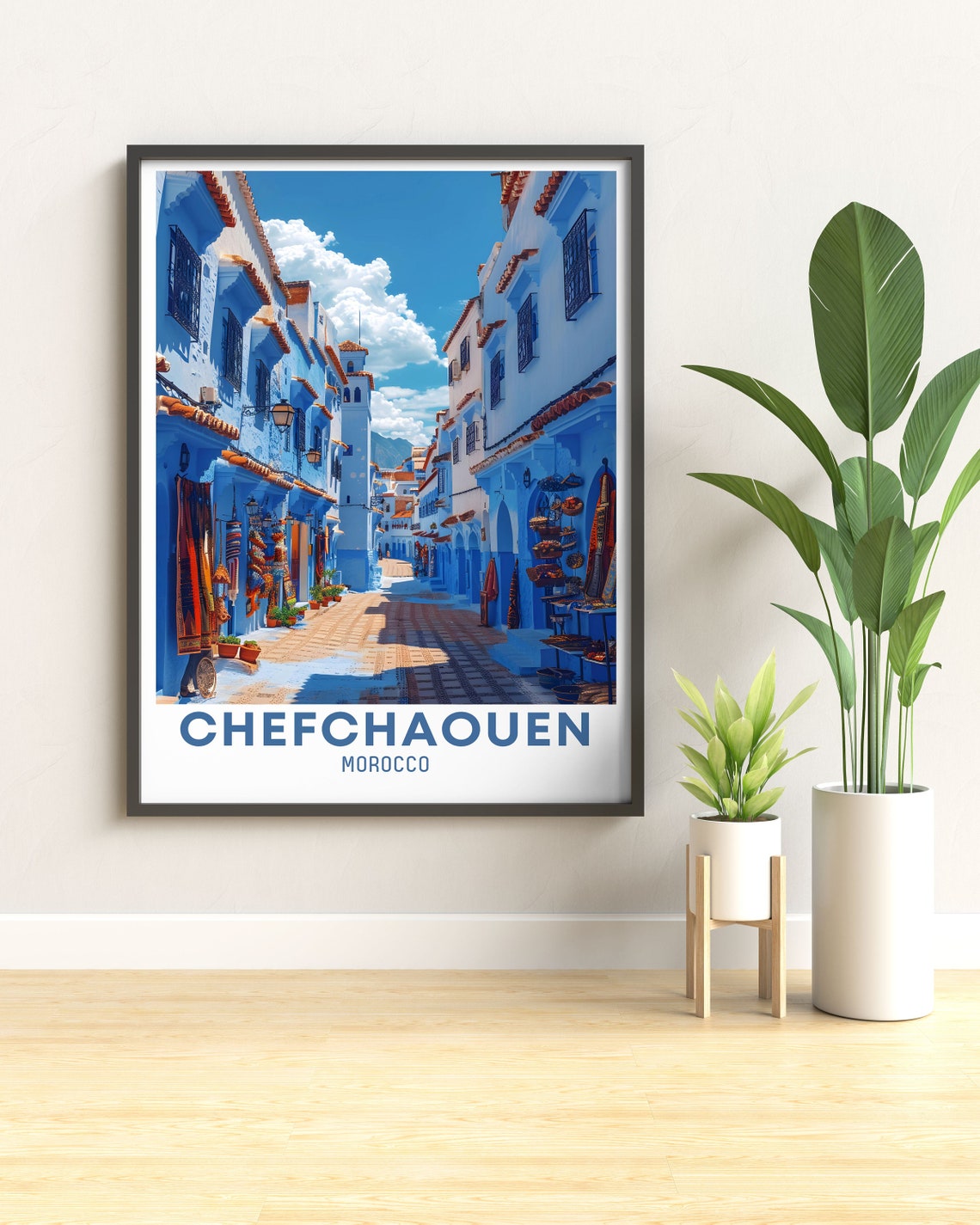 Chefchaouen Morocco Blue City Street Market Souk Travel Poster - Image 2
