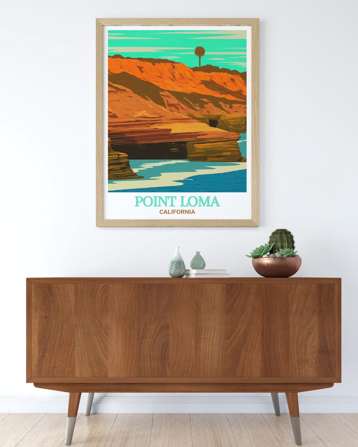 Point Loma California Sunset Cliffs Bold Orange Rocks Travel Poster - Image 3