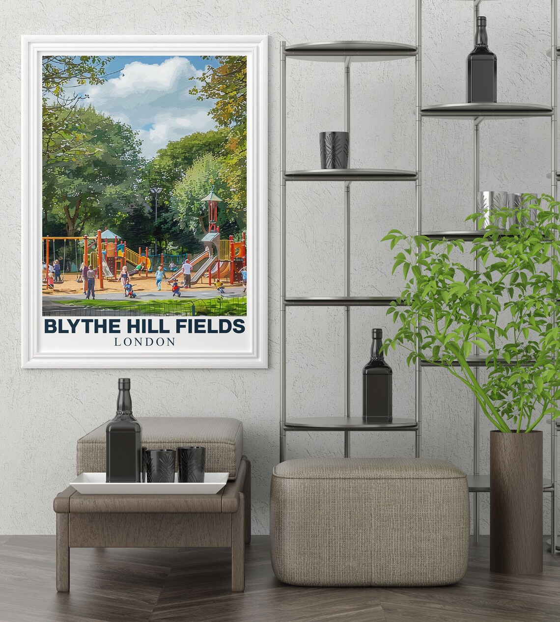 Blythe Hill Fields London Playground Sunny Park Family Travel Poster - Image 3