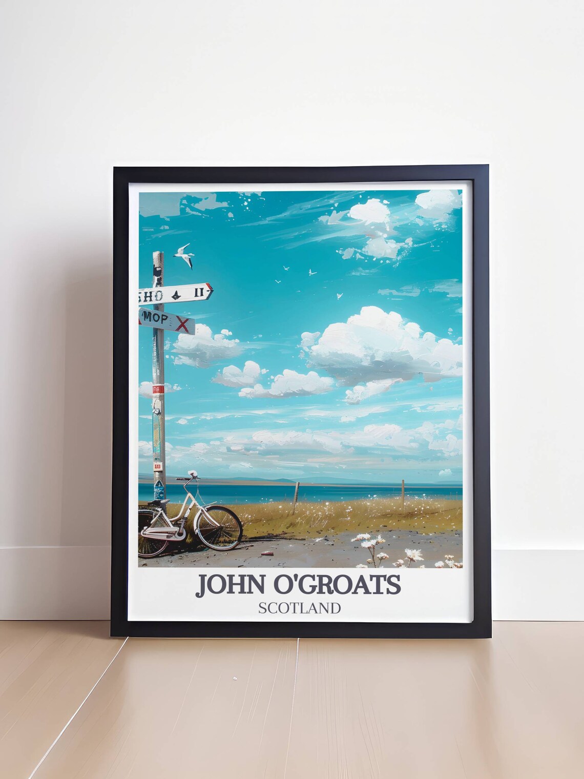 John O'Groats Signpost Bicycle by the Sea Coast to Coast Poster - Image 4