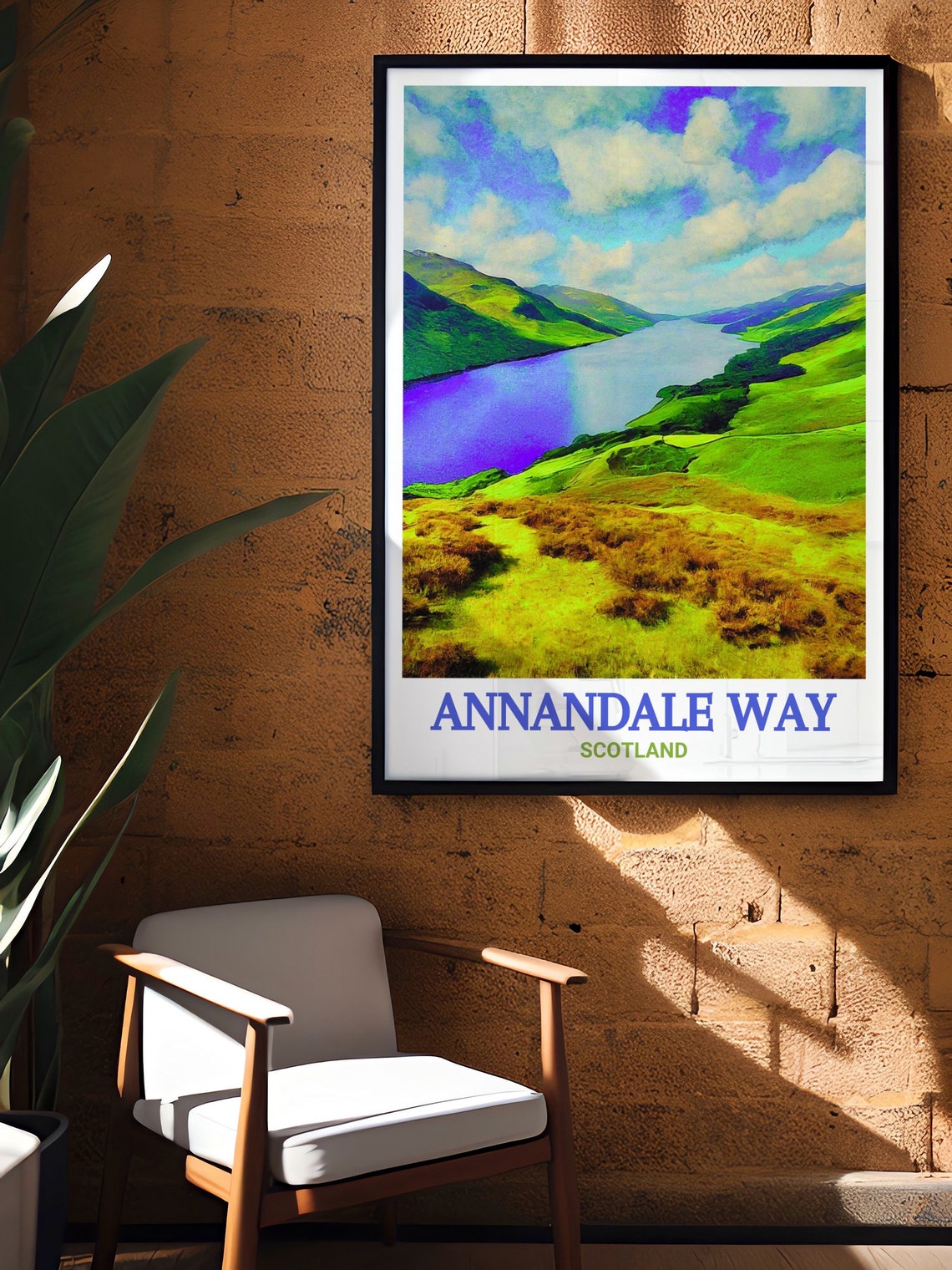Annandale Way Scotland Loch Between Rolling Green Hills Poster - Image 2