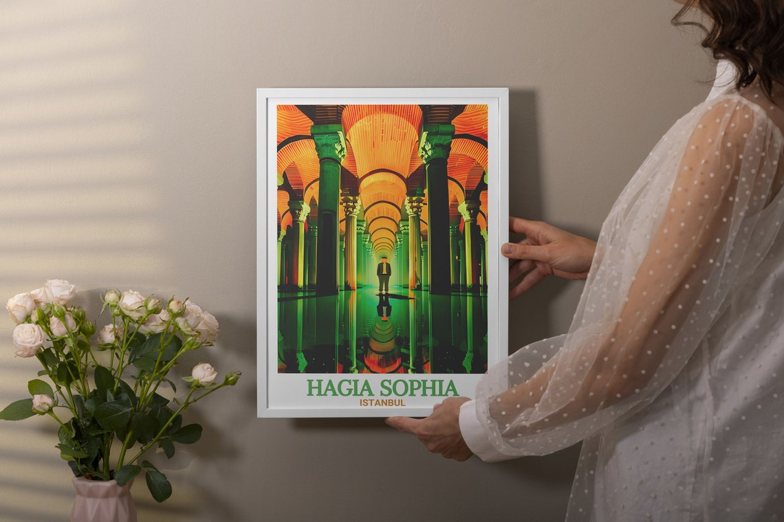 Istanbul Basilica Cistern Glowing Columns Underground Hall Poster - Image 2