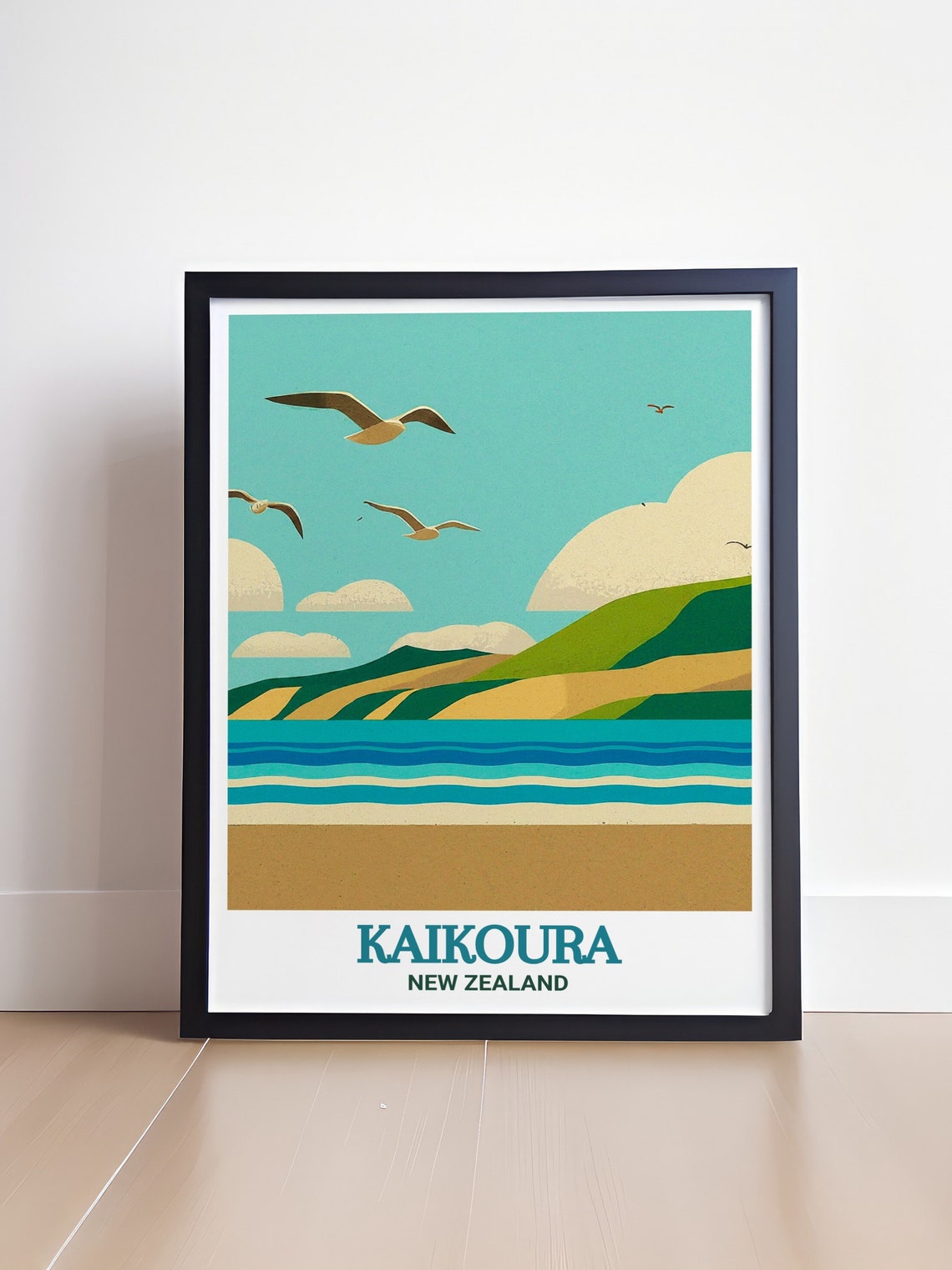 Kaikoura Beach Travel Poster New Zealand Coastal Art Print Scenic Beach Wall Art Travel Poster Of Kaikoura Beach - Image 4