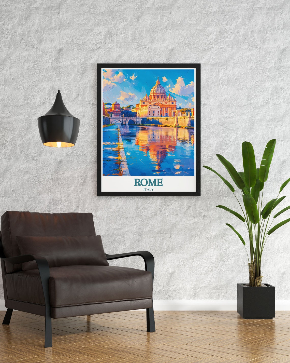 Rome Italy St Peters Basilica Sunset Reflection Travel Poster - Image 2