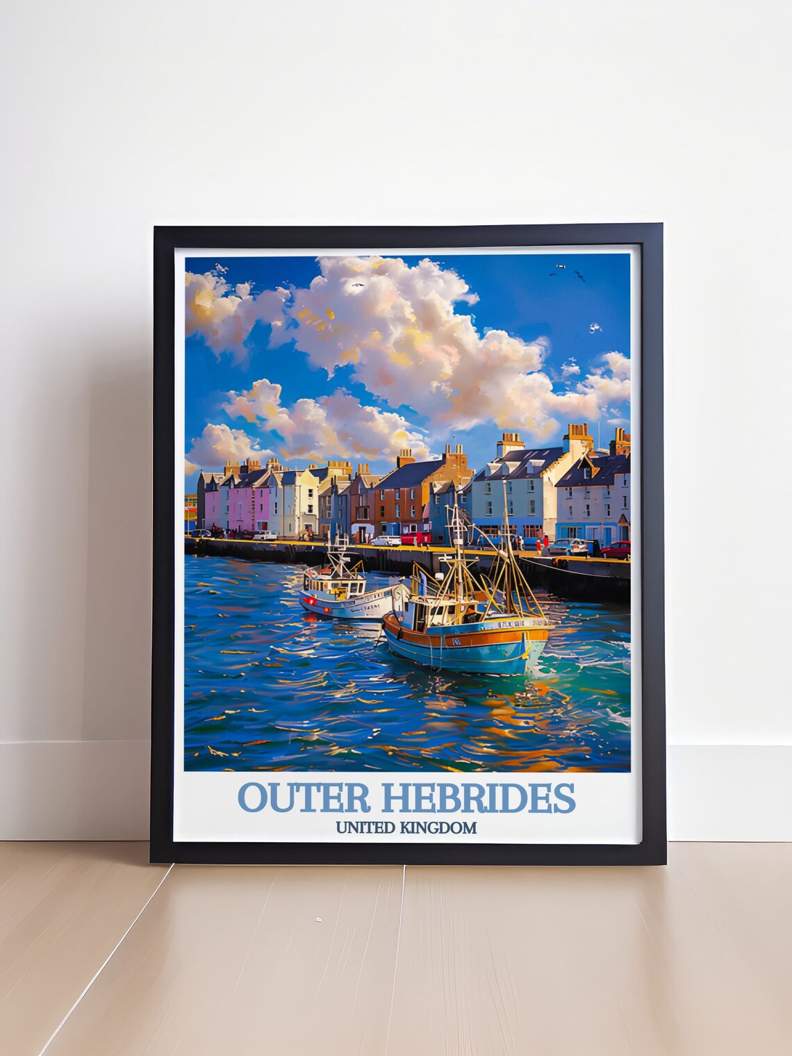 Outer Hebrides Stornoway Harbour Colorful Fishing Boats Poster - Image 4
