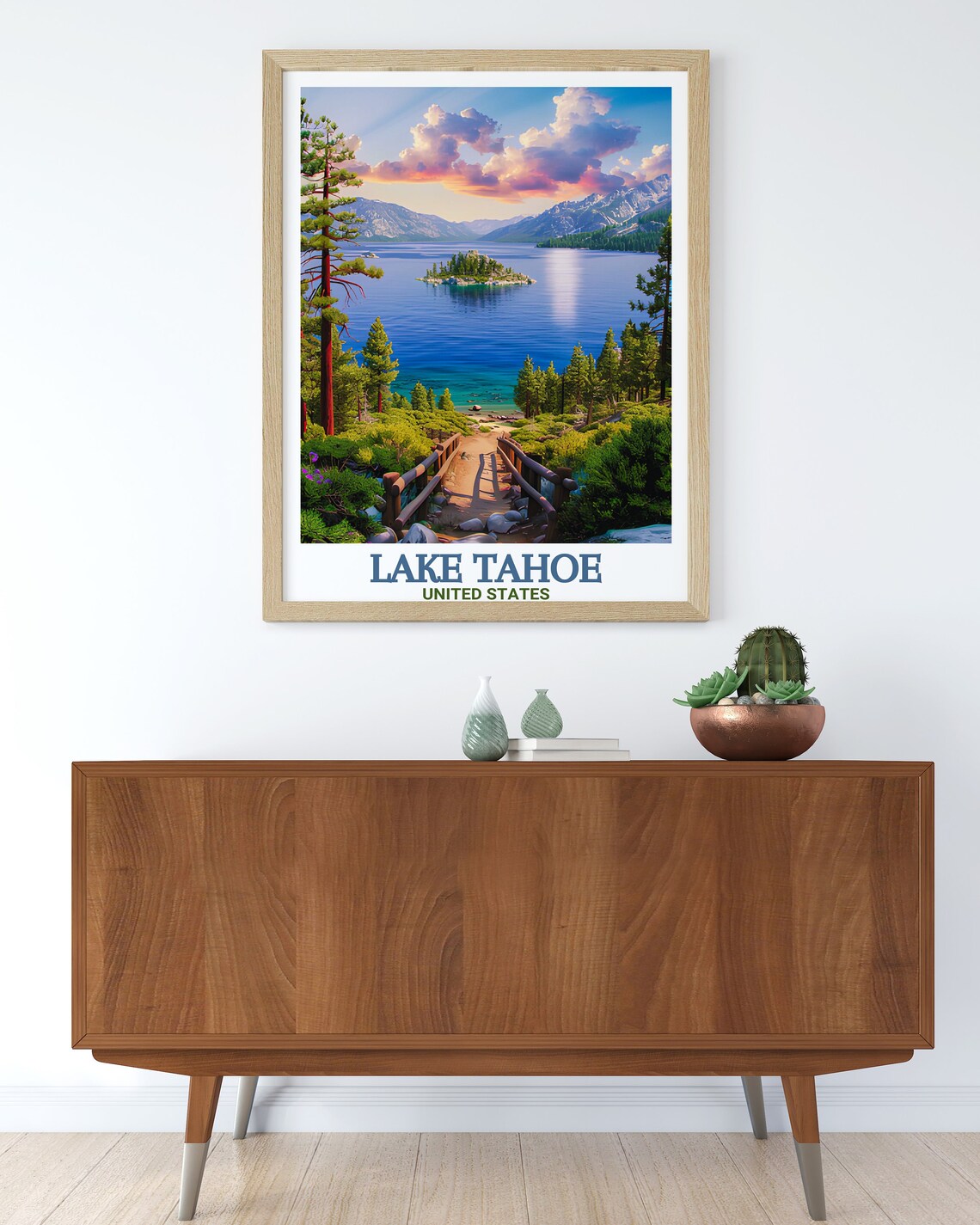 Lake Tahoe Emerald Bay Sunset Trail Island And Mountain View Poster - Image 3