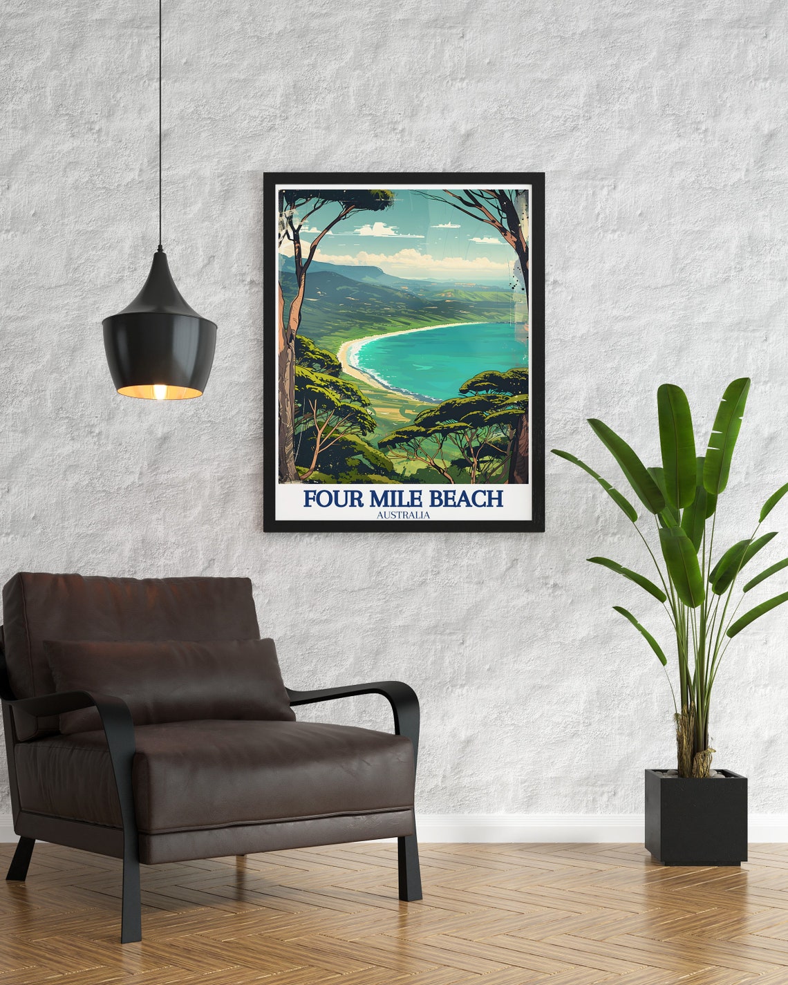 Four Mile Beach Australia Turquoise Bay From Hilltop Trees Poster - Image 3