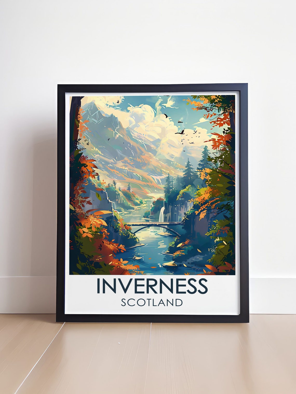Inverness Scotland Ness Islands River Waterfall Nature Travel Poster - Image 4