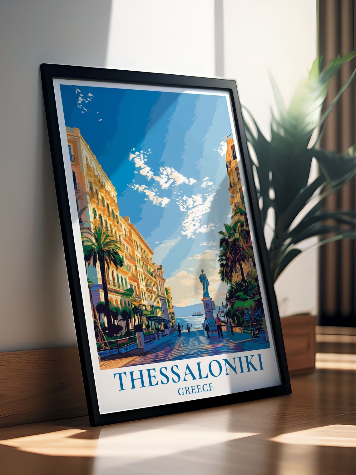 Thessaloniki Greece Waterfront Promenade Statue Illustration Poster - Image 3