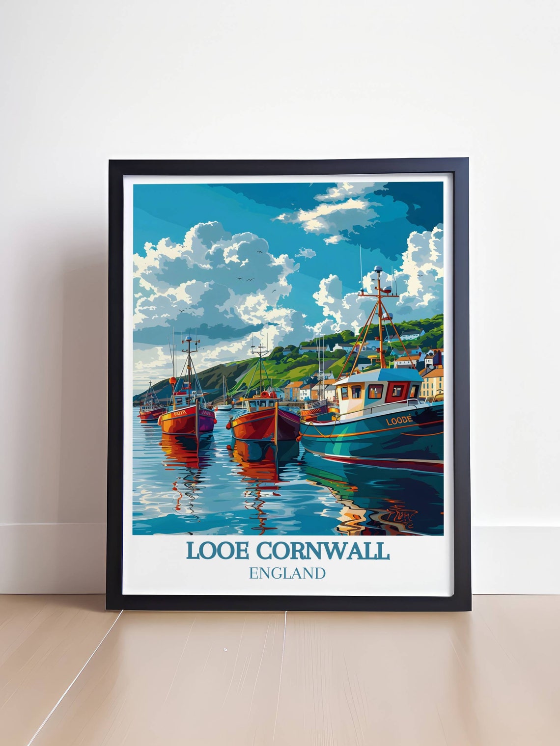 Looe Harbor Cornwall England Fishing Boat Marina Travel Poster - Image 4