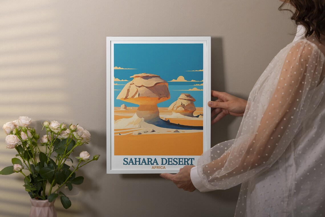 White Desert Mushroom Rock Formations Sahara Africa Art Poster - Image 3