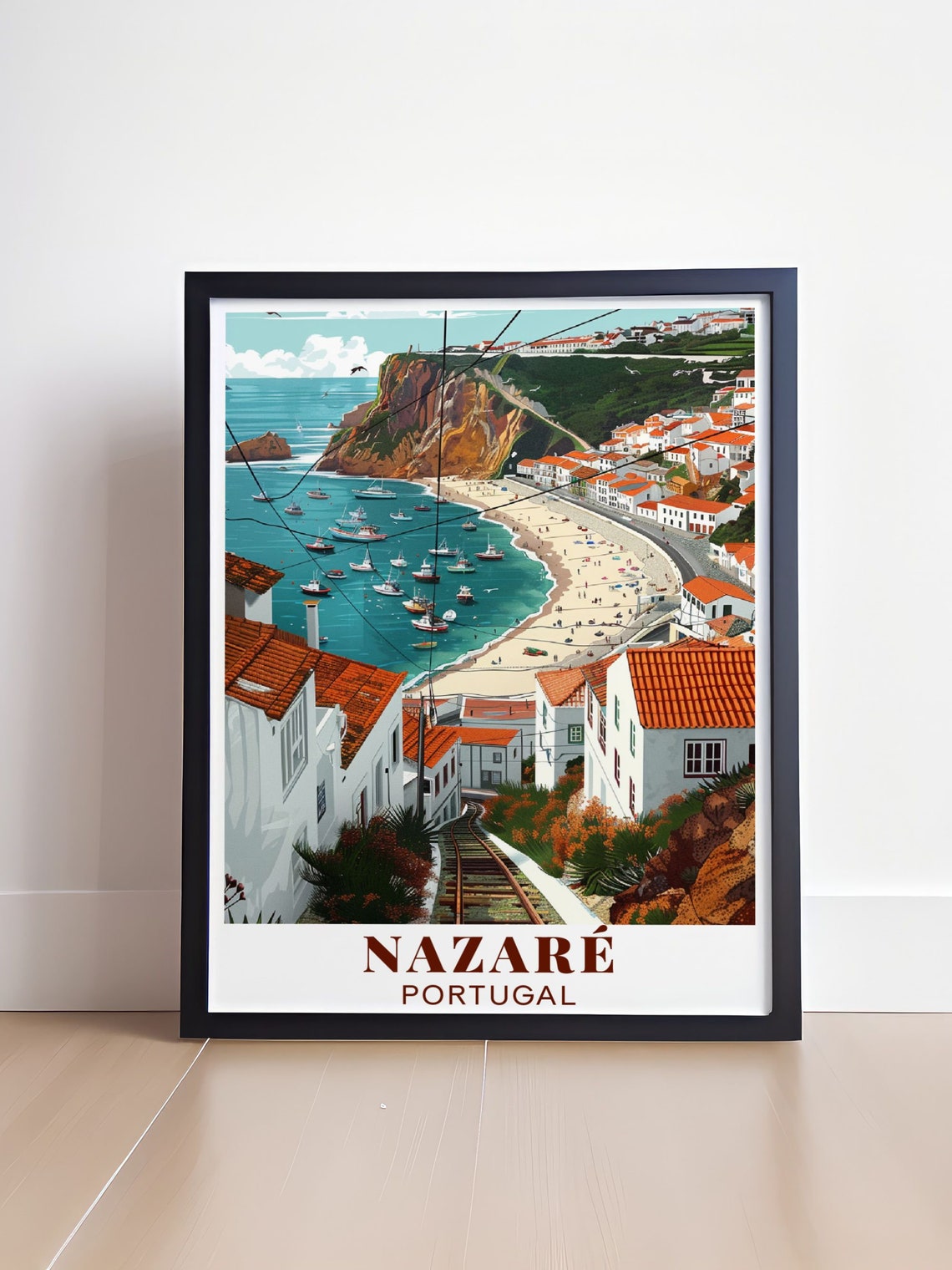 Nazar Poster Traditional Fishing Village Decor Portugal Travel Art Nazar Print - Image 4