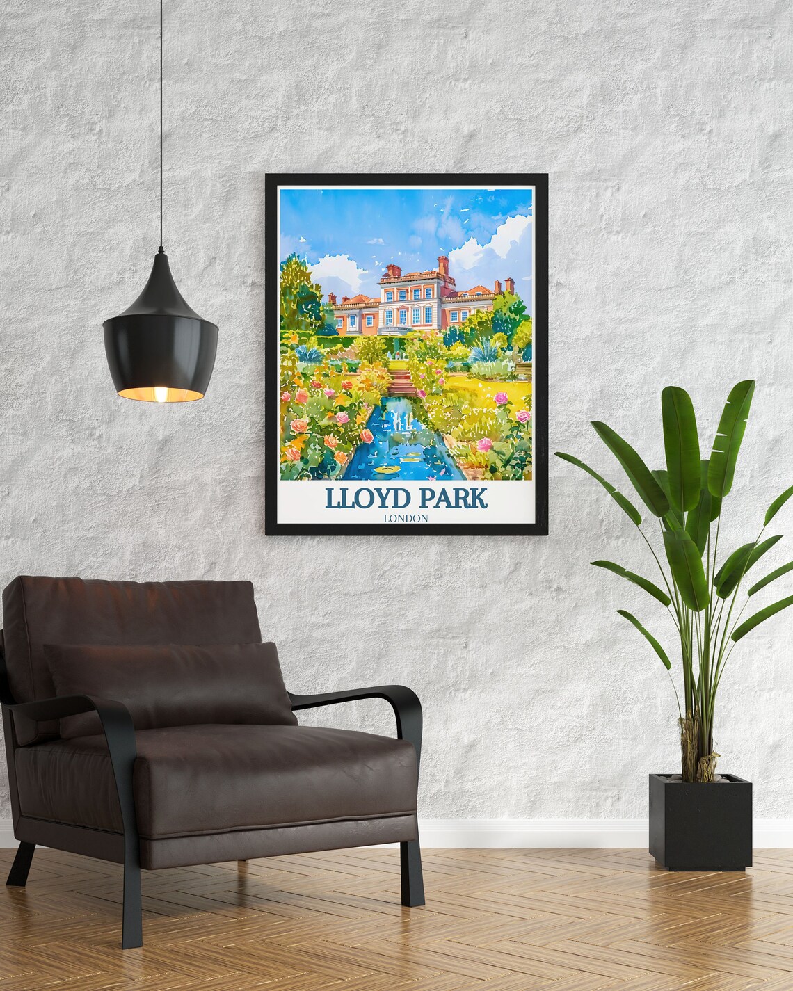 Lloyd Park London Watercolor Manor House Rose Pond Travel Poster - Image 2