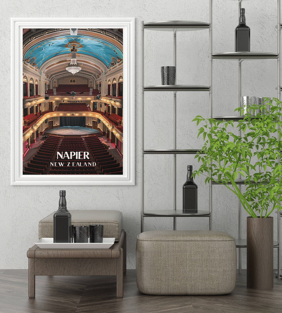 Napier New Zealand Hawkes Bay Opera House Grand Interior Art Poster - Image 2