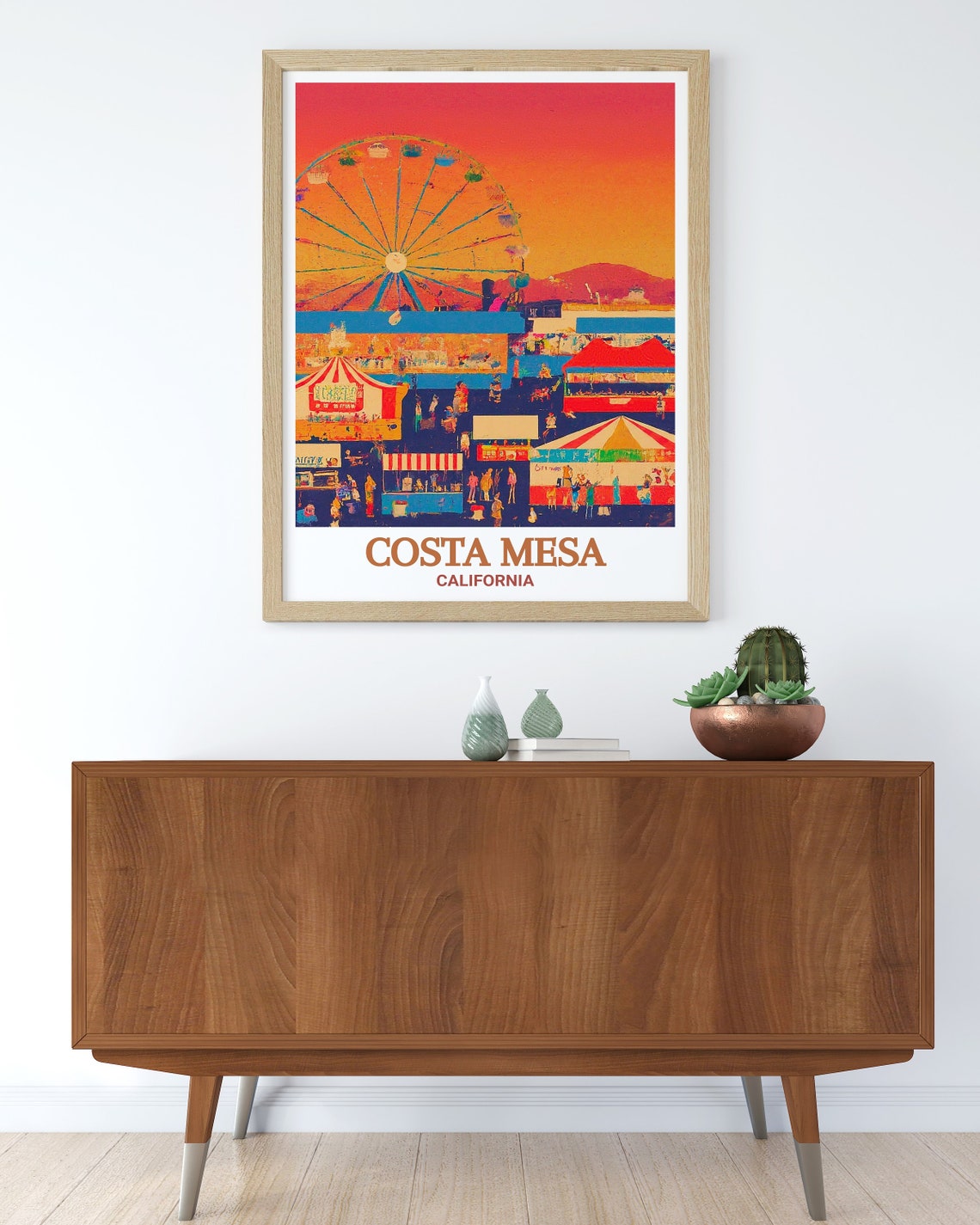 Costa Mesa California Fair Ferris Wheel Sunset Carnival Poster - Image 2