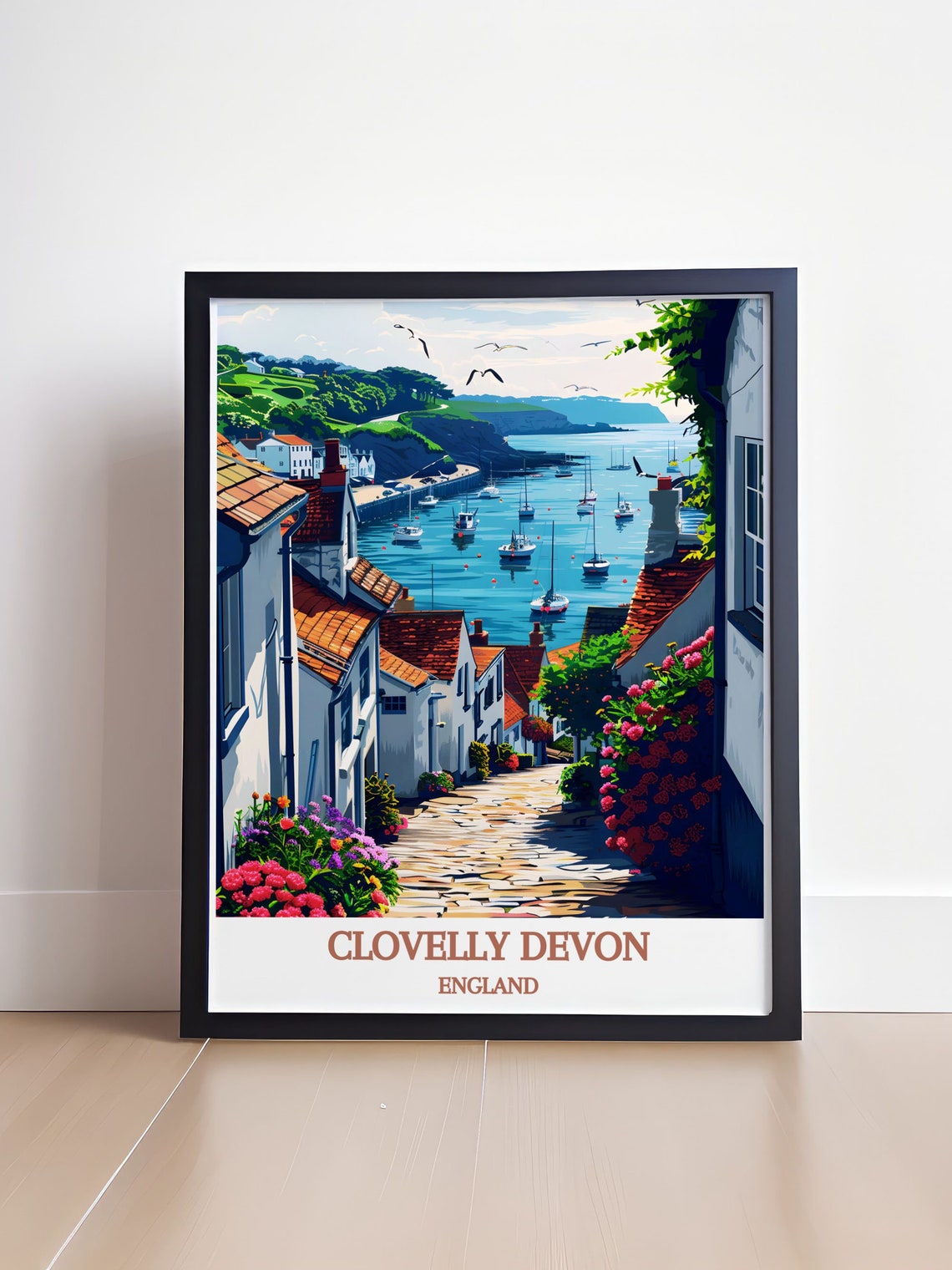 Clovelly Devon England Harbor Village Cobblestone Street Boats Poster - Image 4