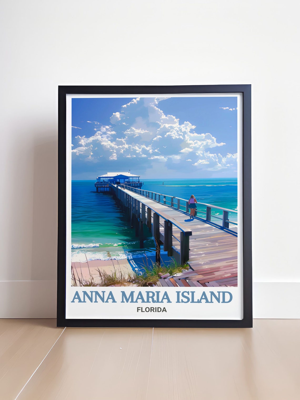 Anna Maria Island Florida Fishing Pier Turquoise Beach Travel Poster - Image 4