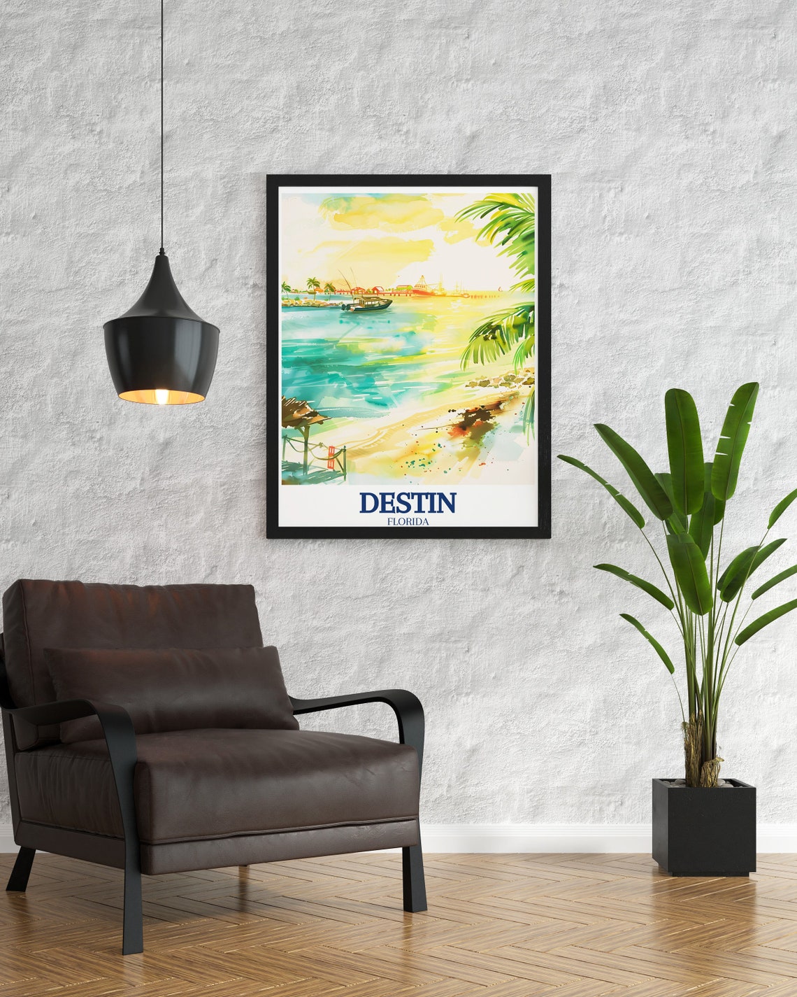 Destin Harbor Boats Watercolor Palm Beach Florida Travel Poster - Image 3
