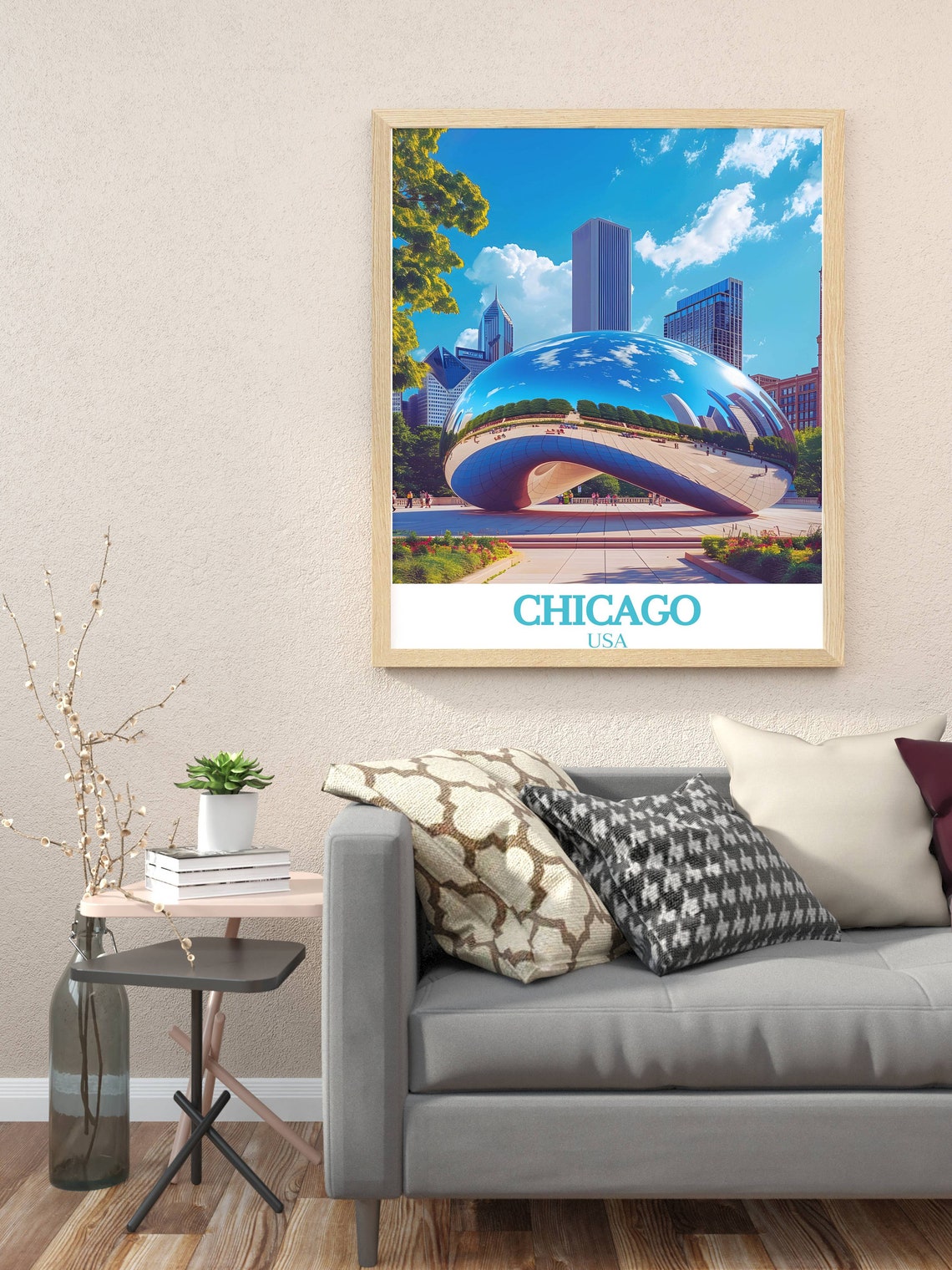 Chicago Cloud Gate The Bean Millennium Park USA Travel Poster - Image 3