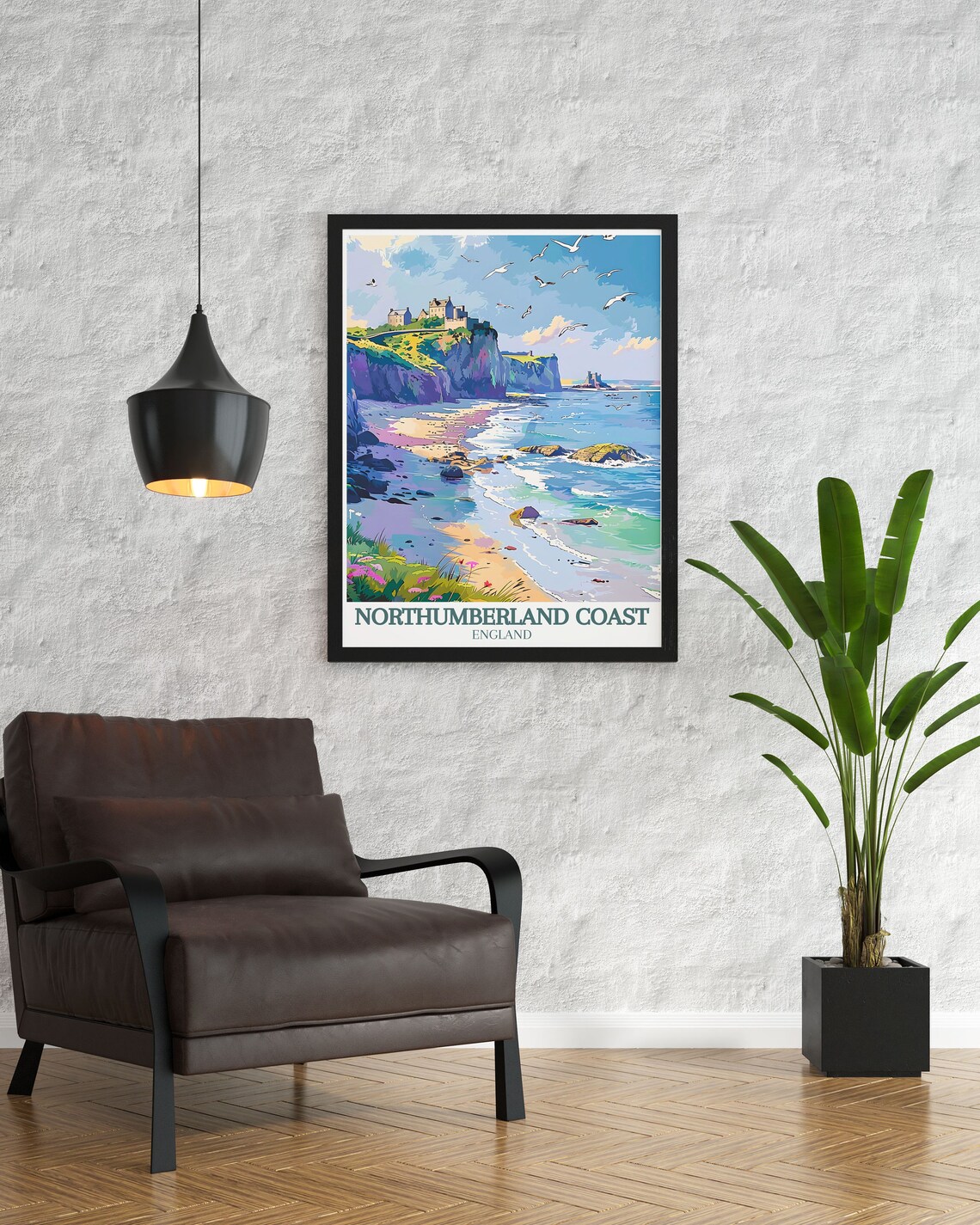 Northumberland Coast England Castle Cliffs Seaside Travel Poster - Image 3