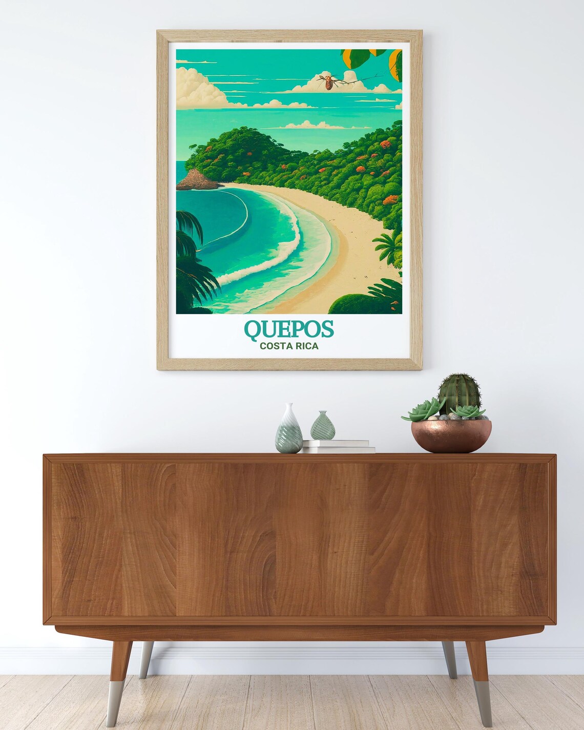 Quepos Costa Rica Sandy Bay Palms Aerial Coastline Travel Poster - Image 2